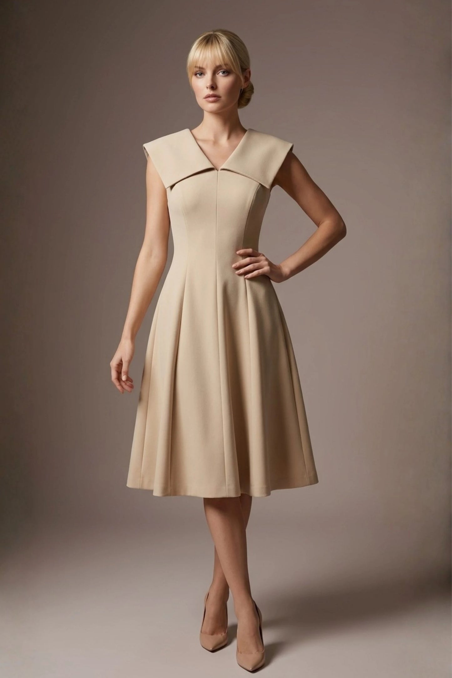 Burghfield Fold-Over Collar A-Line Dress
