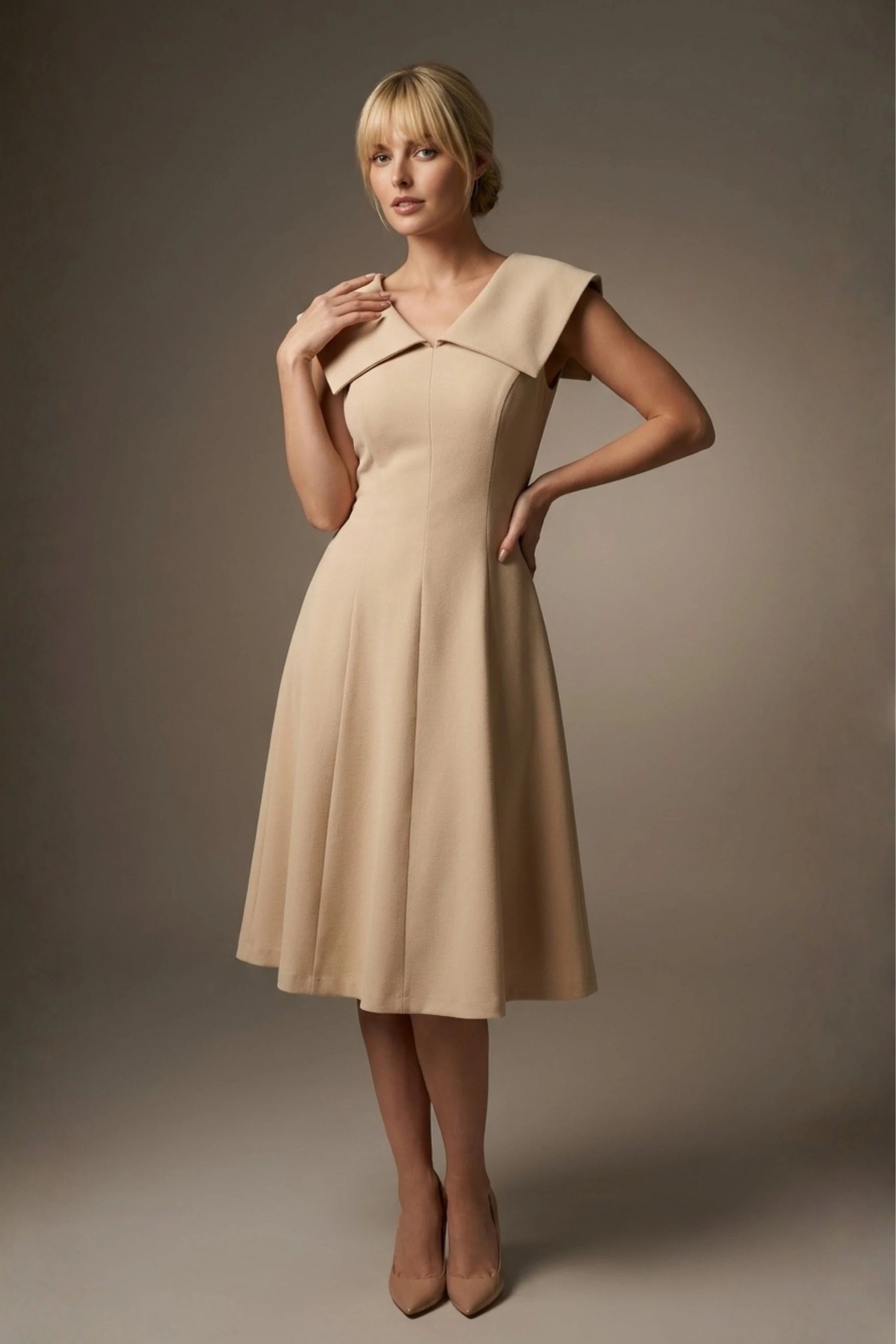 Burghfield Fold-Over Collar A-Line Dress
