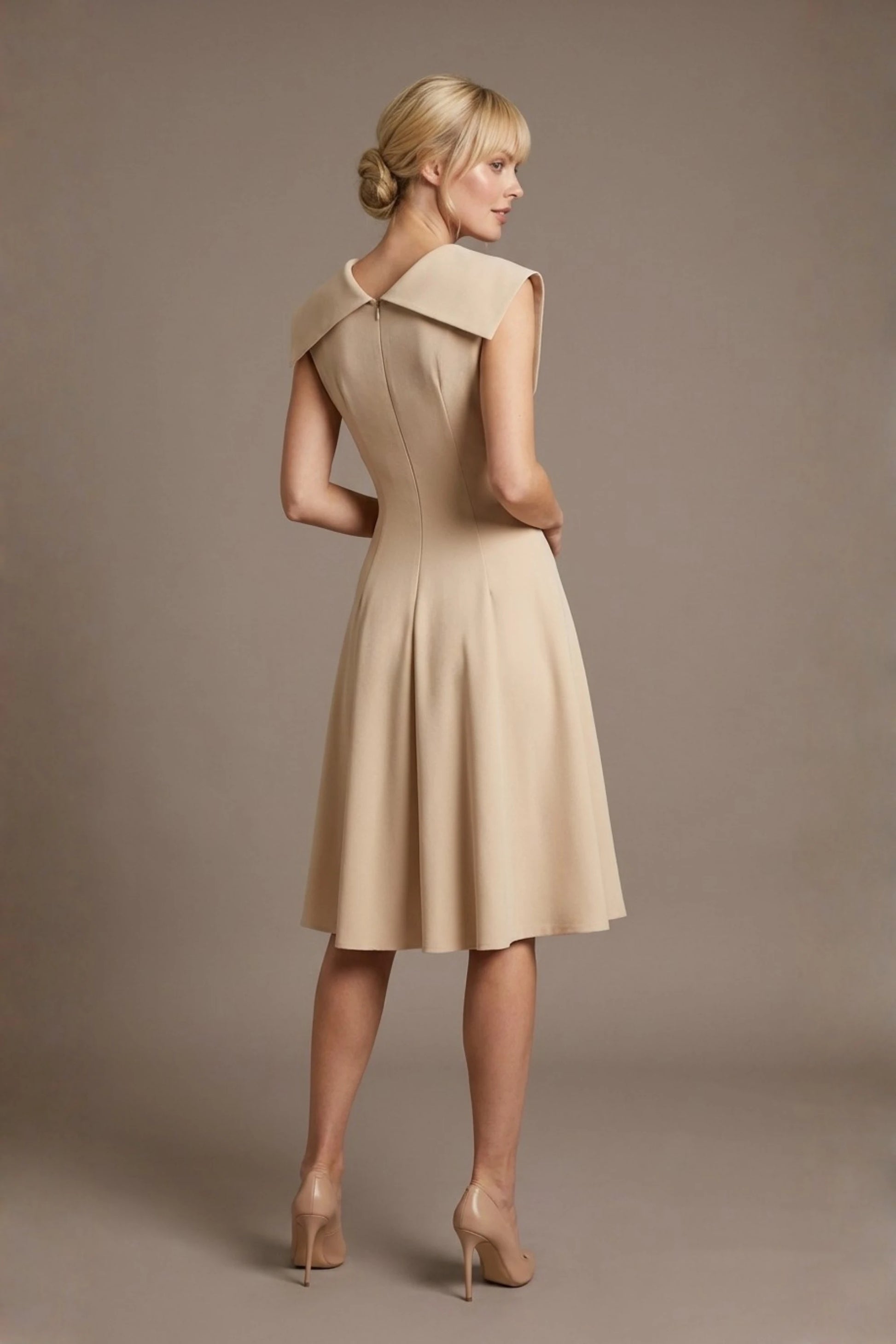 Burghfield Fold-Over Collar A-Line Dress