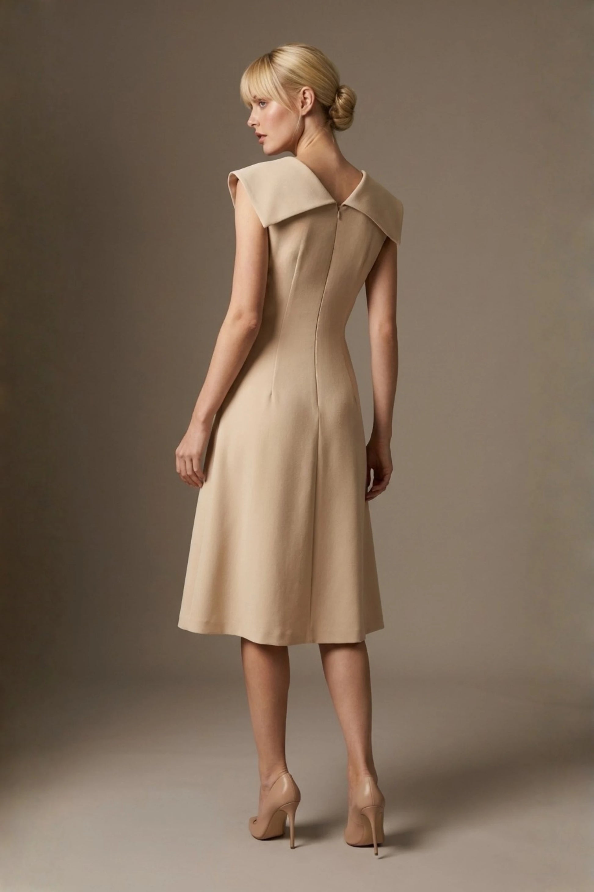 Burghfield Fold-Over Collar A-Line Dress