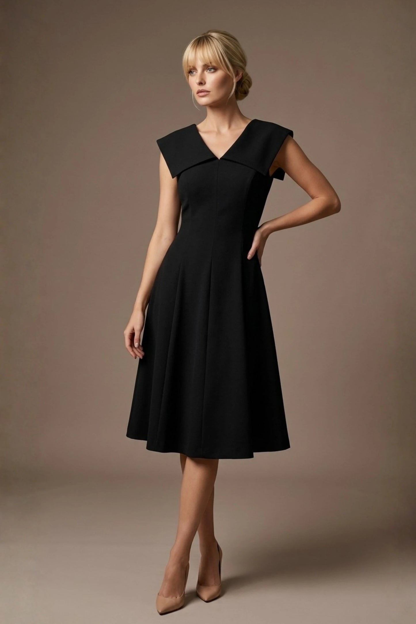 Burghfield Fold-Over Collar A-Line Dress