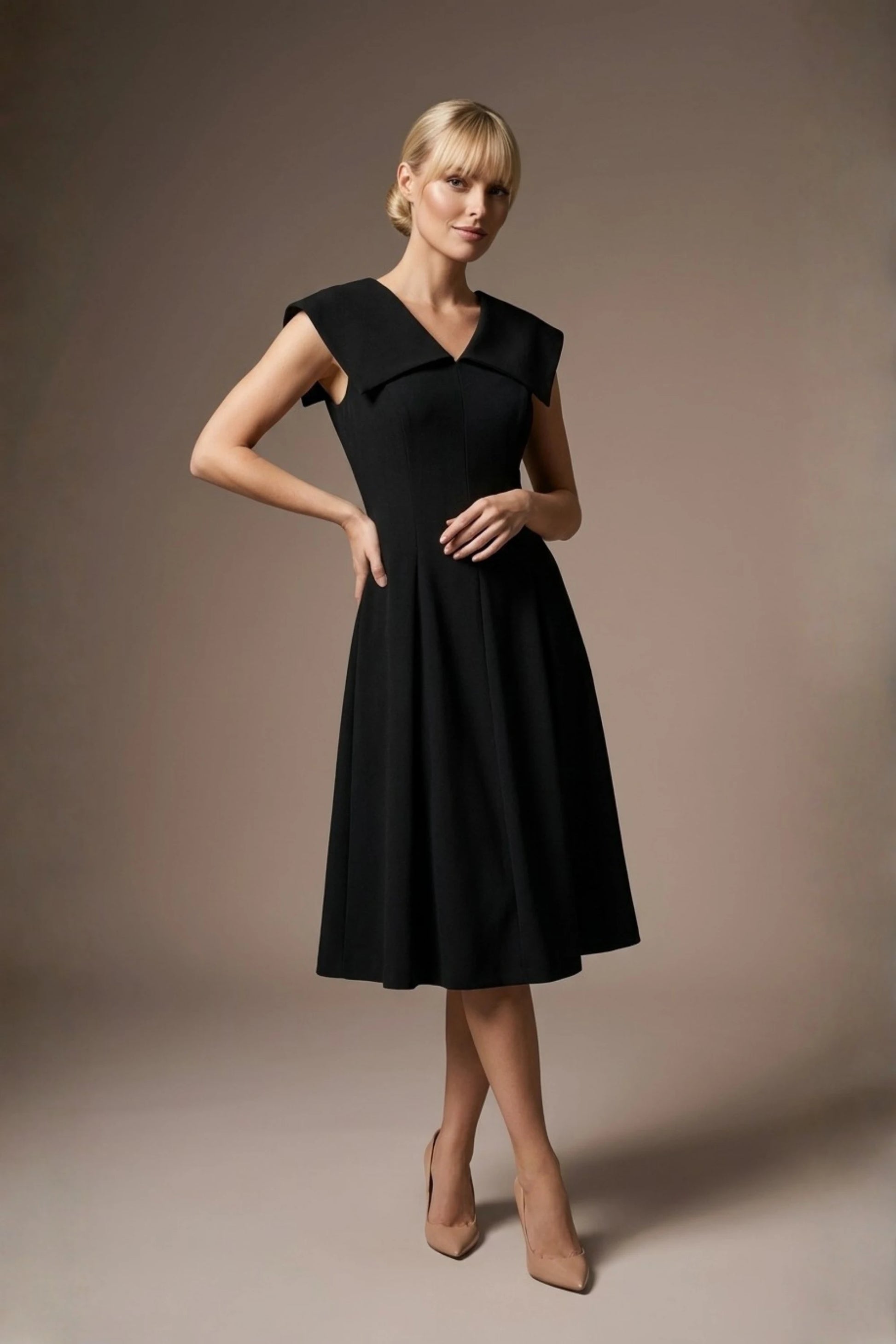 Burghfield Fold-Over Collar A-Line Dress