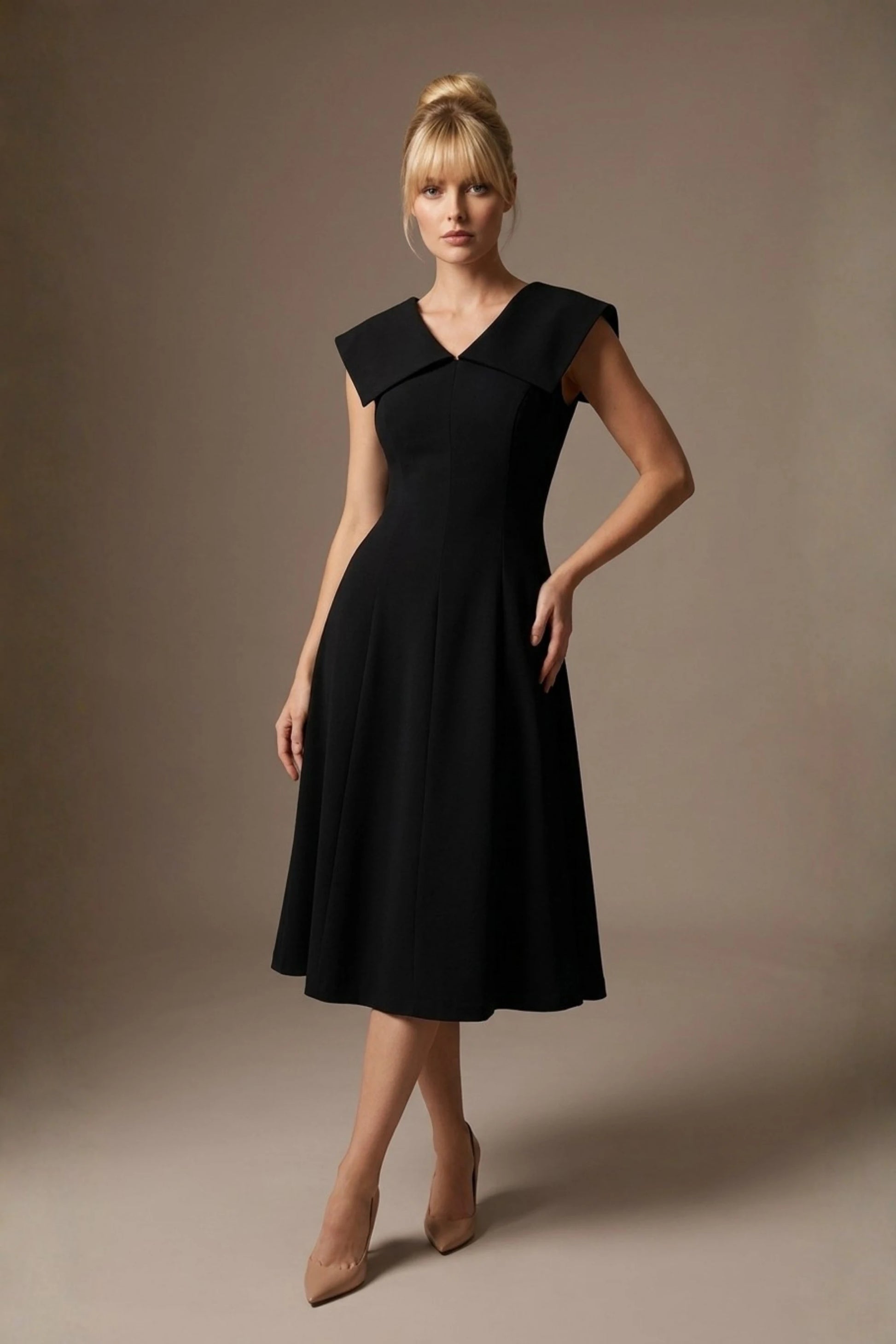 Burghfield Fold-Over Collar A-Line Dress