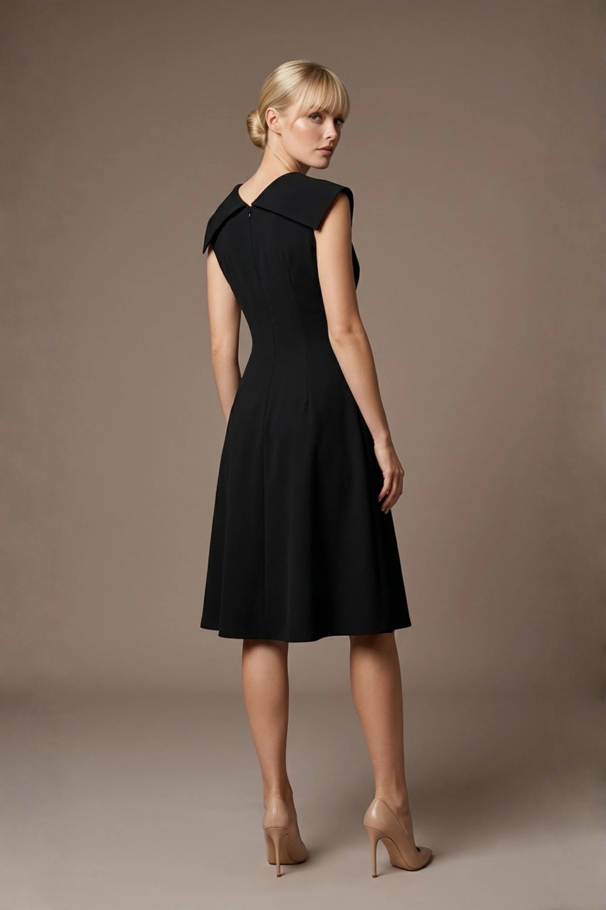 Burghfield Fold-Over Collar A-Line Dress