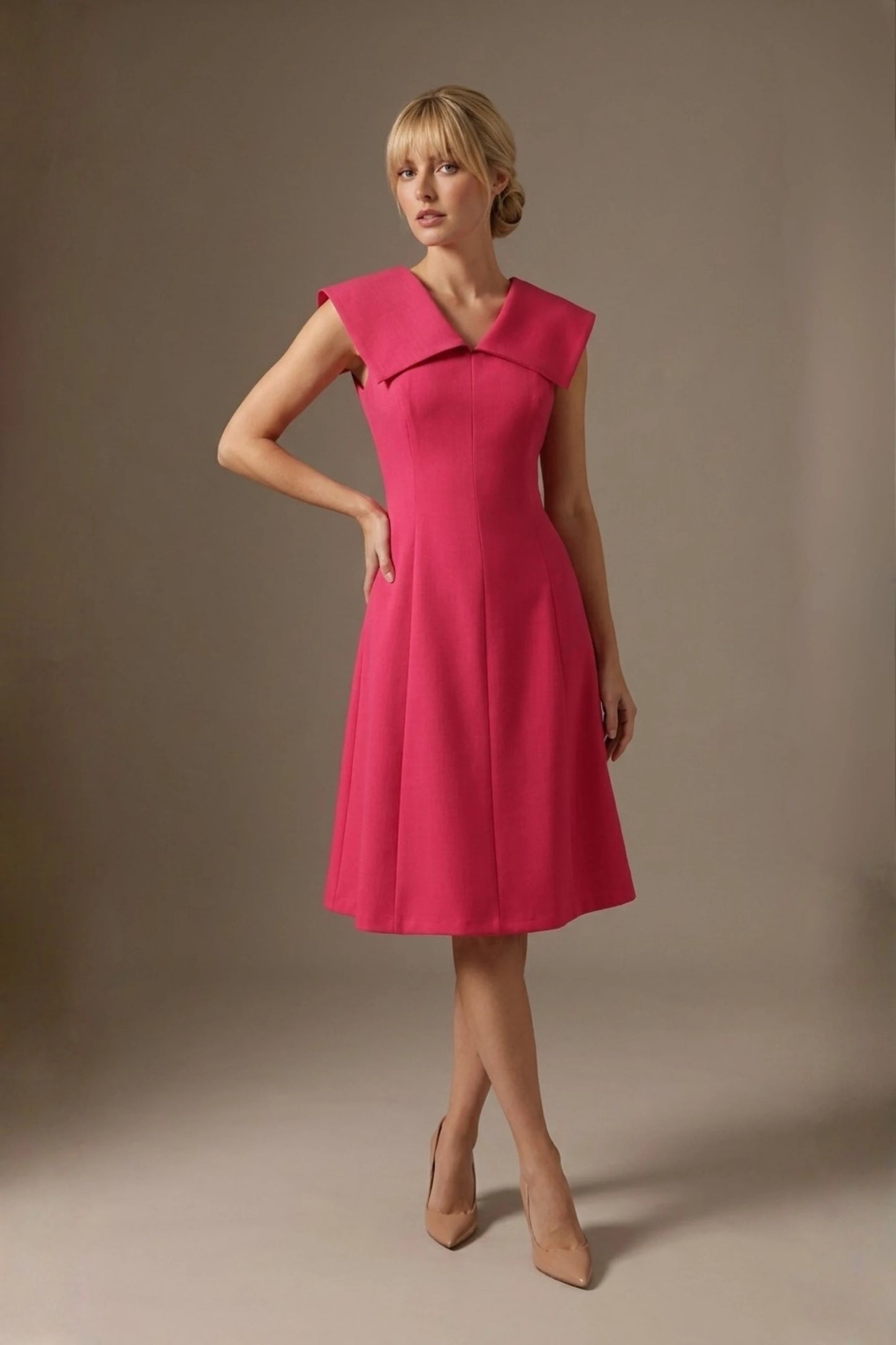 Burghfield Fold-Over Collar A-Line Dress