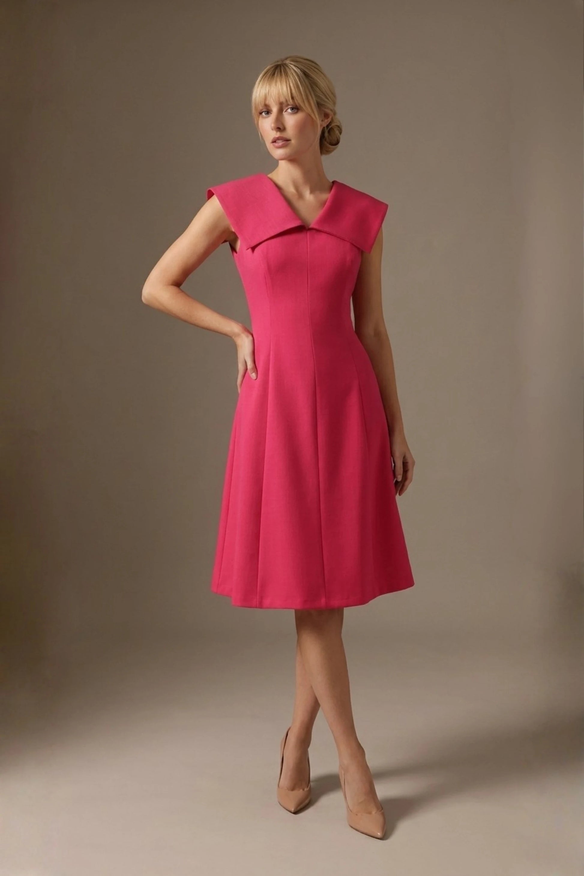 Burghfield Fold-Over Collar A-Line Dress