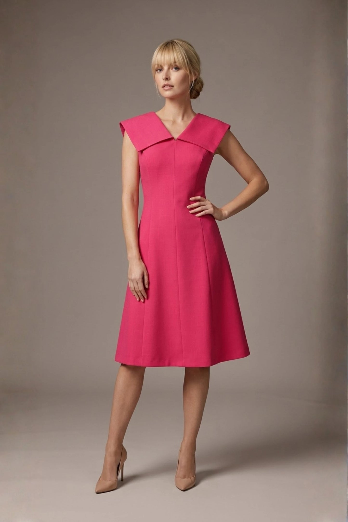 Burghfield Fold-Over Collar A-Line Dress