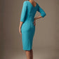 Liana Asymmetric Tie-Neck Pencil Dress