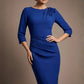 Liana Asymmetric Tie-Neck Pencil Dress