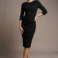 Liana Asymmetric Tie-Neck Pencil Dress