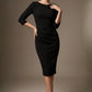 Liana Asymmetric Tie-Neck Pencil Dress