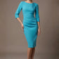 Liana Asymmetric Tie-Neck Pencil Dress
