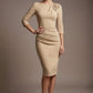 Liana Asymmetric Tie-Neck Pencil Dress
