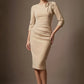 Liana Asymmetric Tie-Neck Pencil Dress