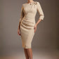 Liana Asymmetric Tie-Neck Pencil Dress