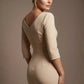 Liana Asymmetric Tie-Neck Pencil Dress