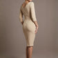 Liana Asymmetric Tie-Neck Pencil Dress