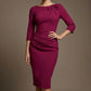 Liana Asymmetric Tie-Neck Pencil Dress