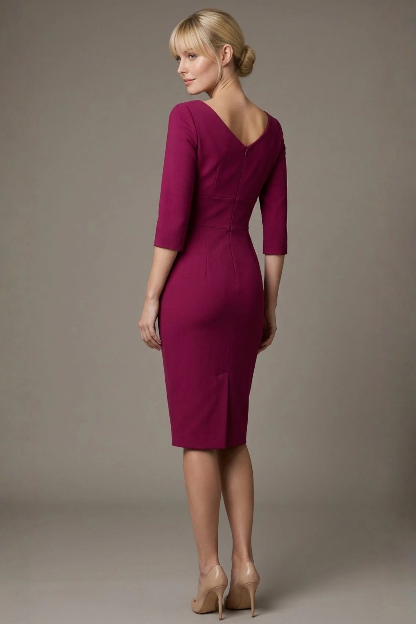 Liana Asymmetric Tie-Neck Pencil Dress