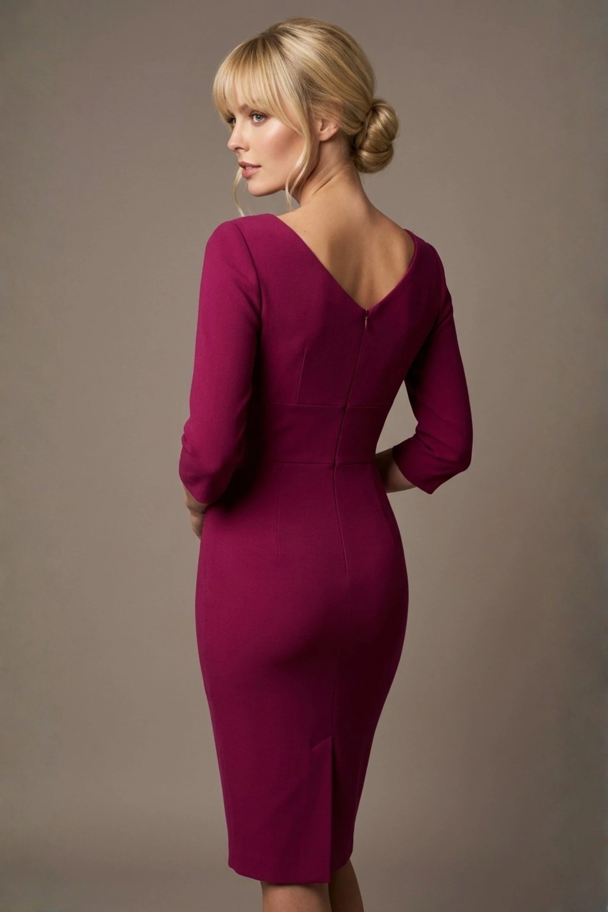 Liana Asymmetric Tie-Neck Pencil Dress