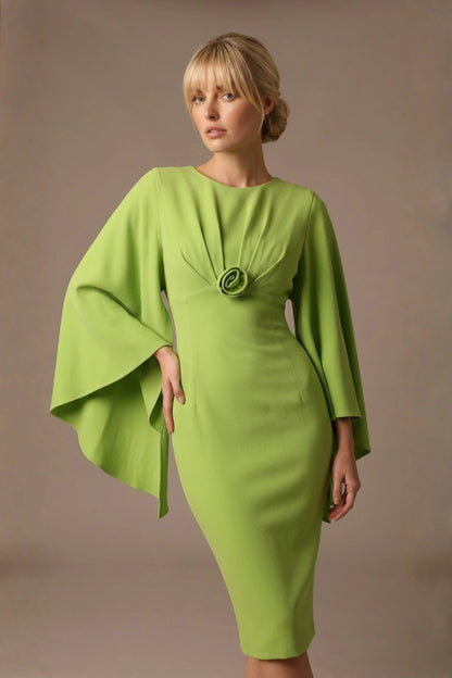 Federica Cape-Sleeve Pencil Dress