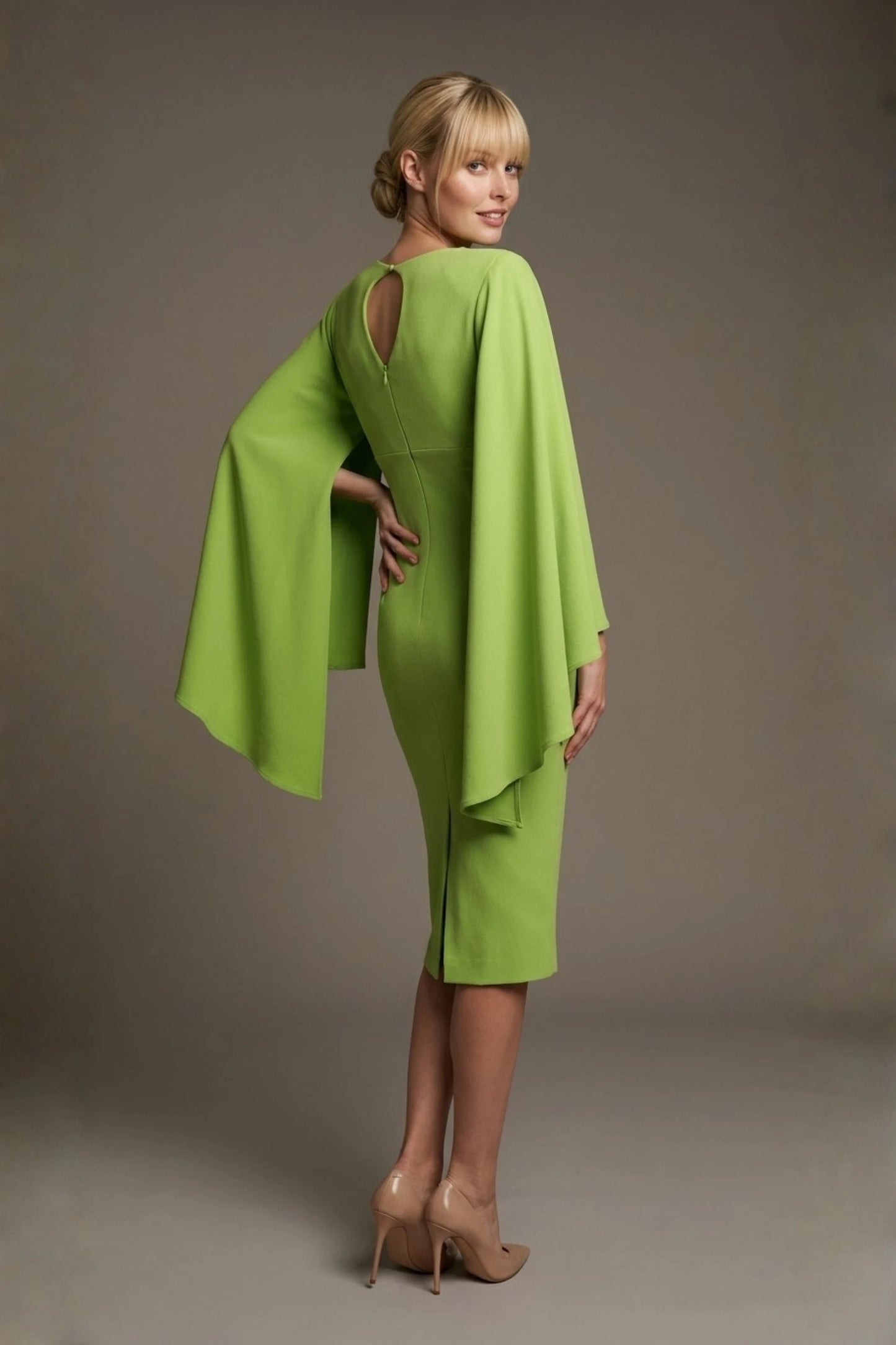 Federica Cape-Sleeve Pencil Dress