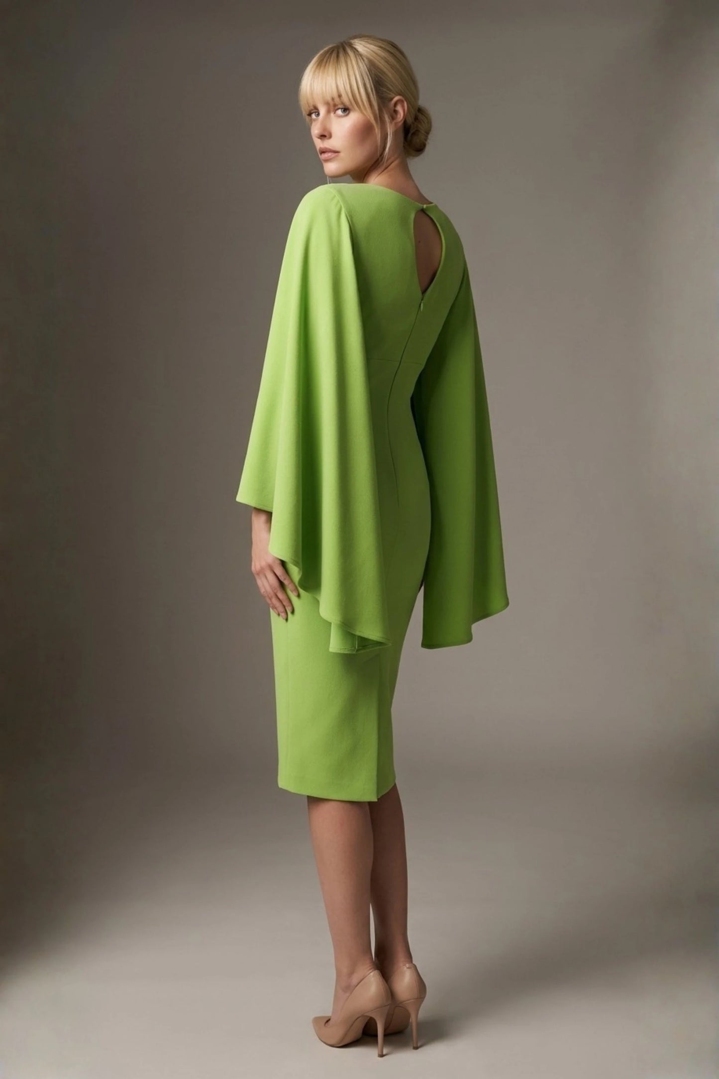 Federica Cape-Sleeve Pencil Dress