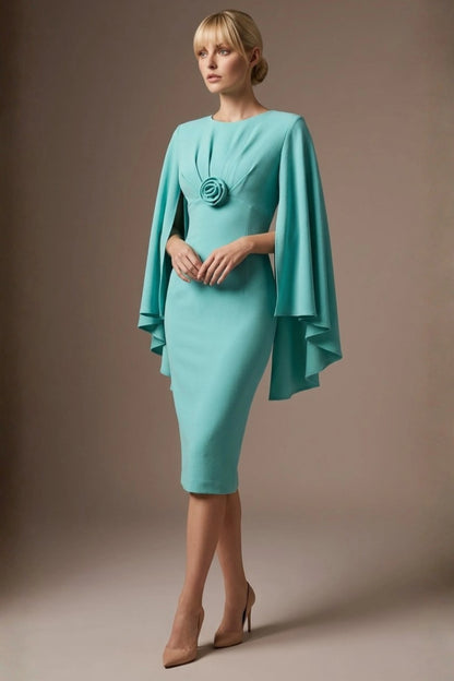 Federica Cape-Sleeve Pencil Dress