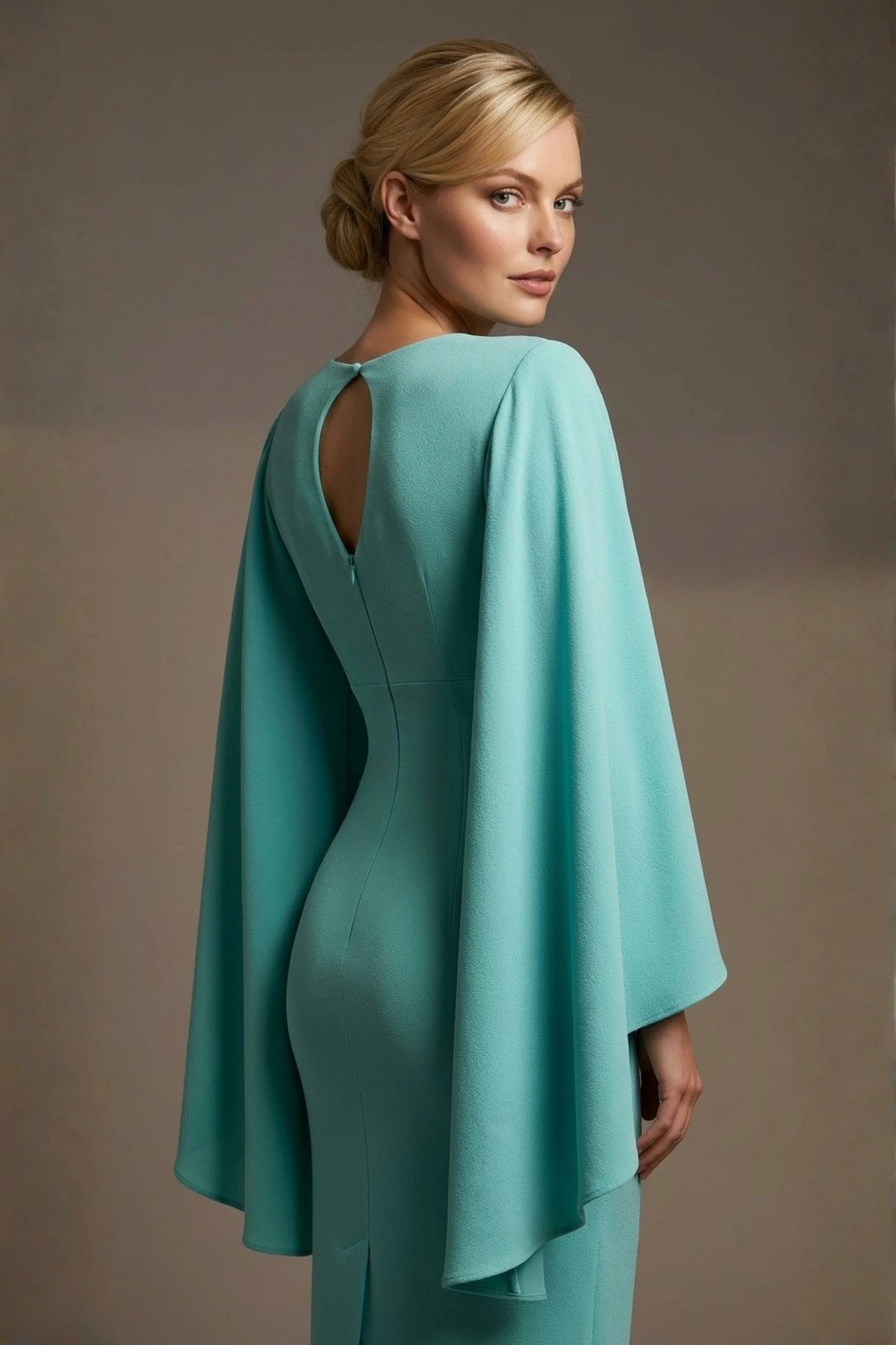Federica Cape-Sleeve Pencil Dress