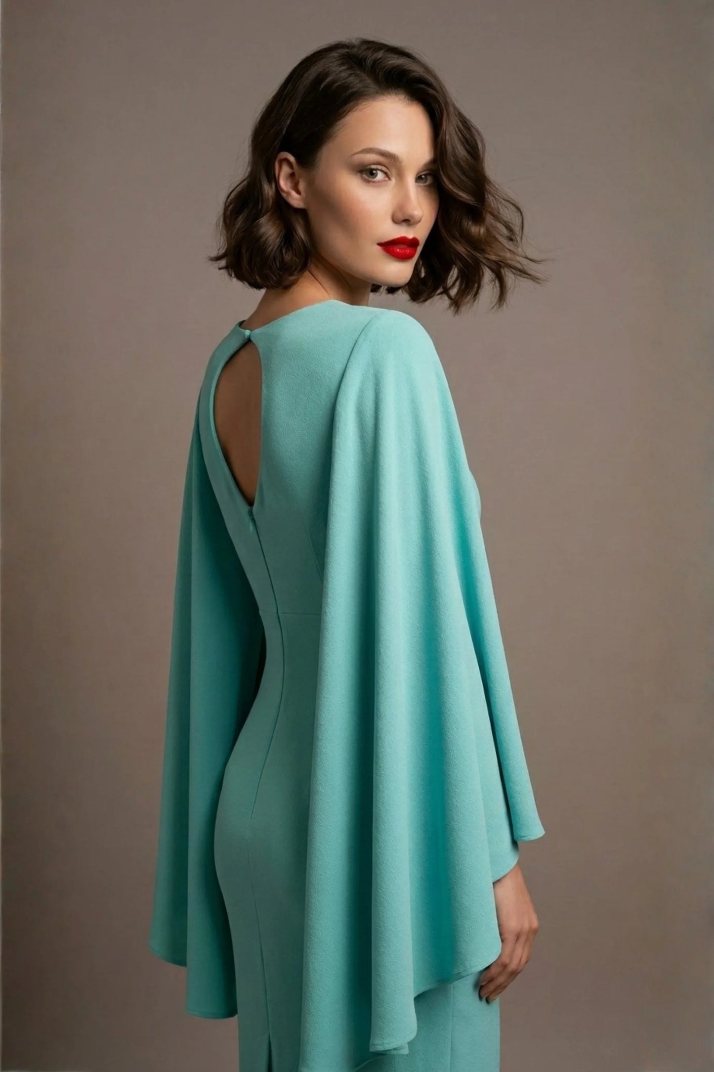 Federica Cape-Sleeve Pencil Dress
