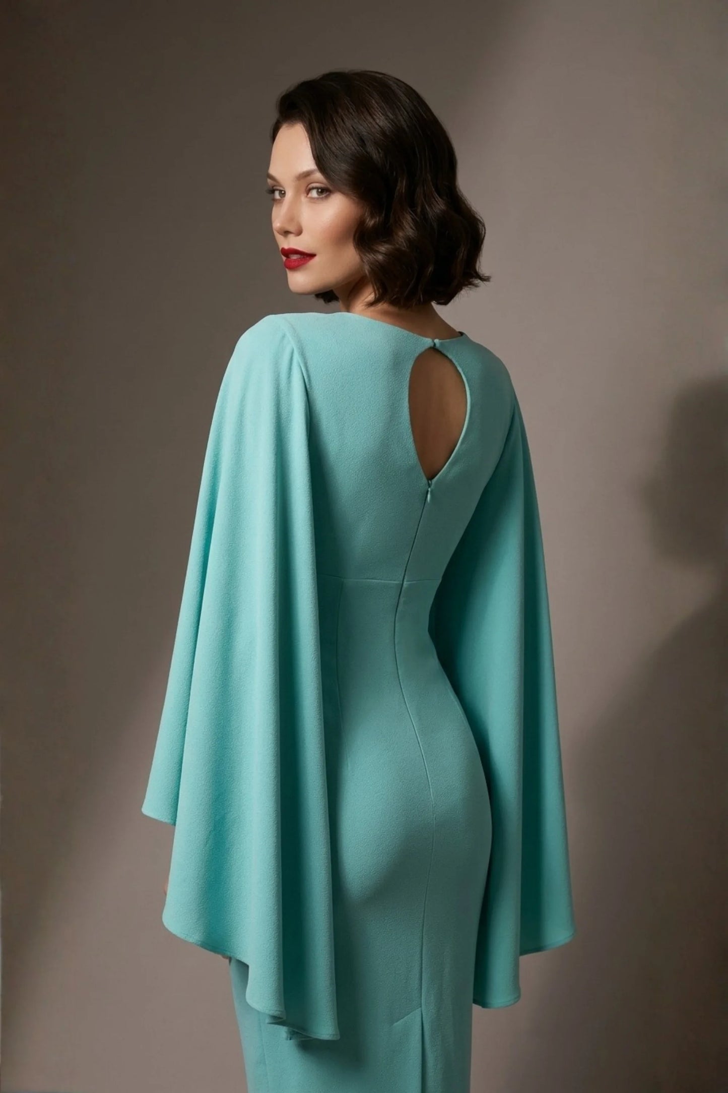 Federica Cape-Sleeve Pencil Dress