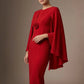 Federica Cape-Sleeve Pencil Dress