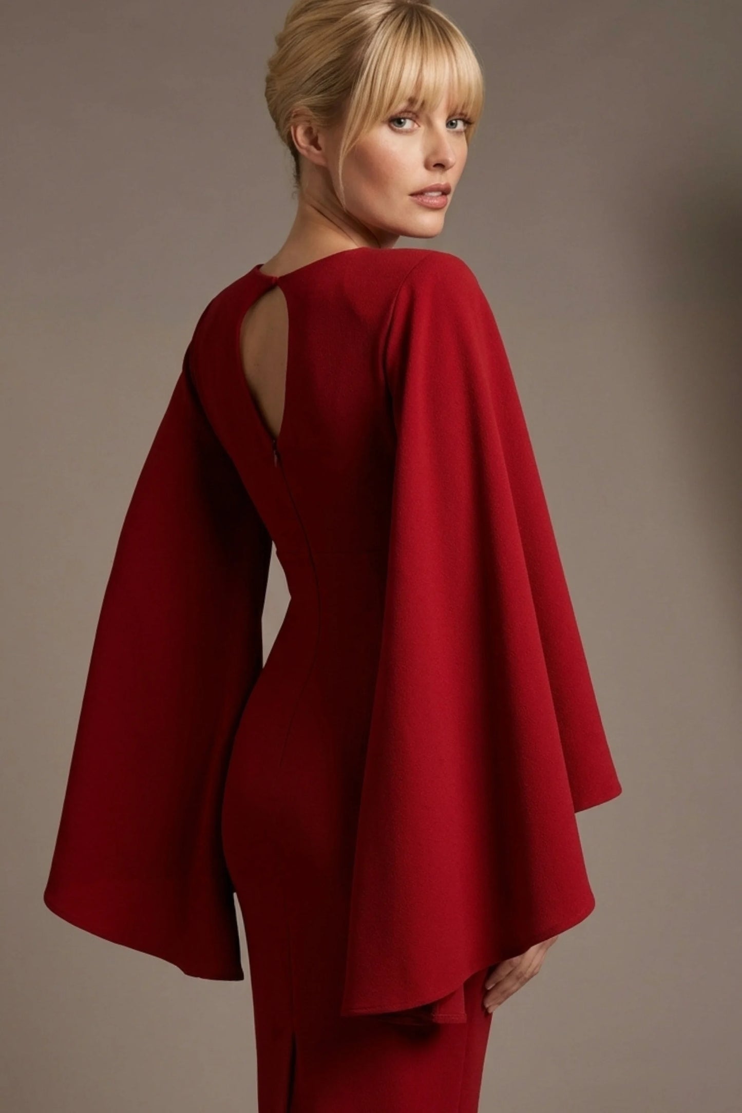Federica Cape-Sleeve Pencil Dress