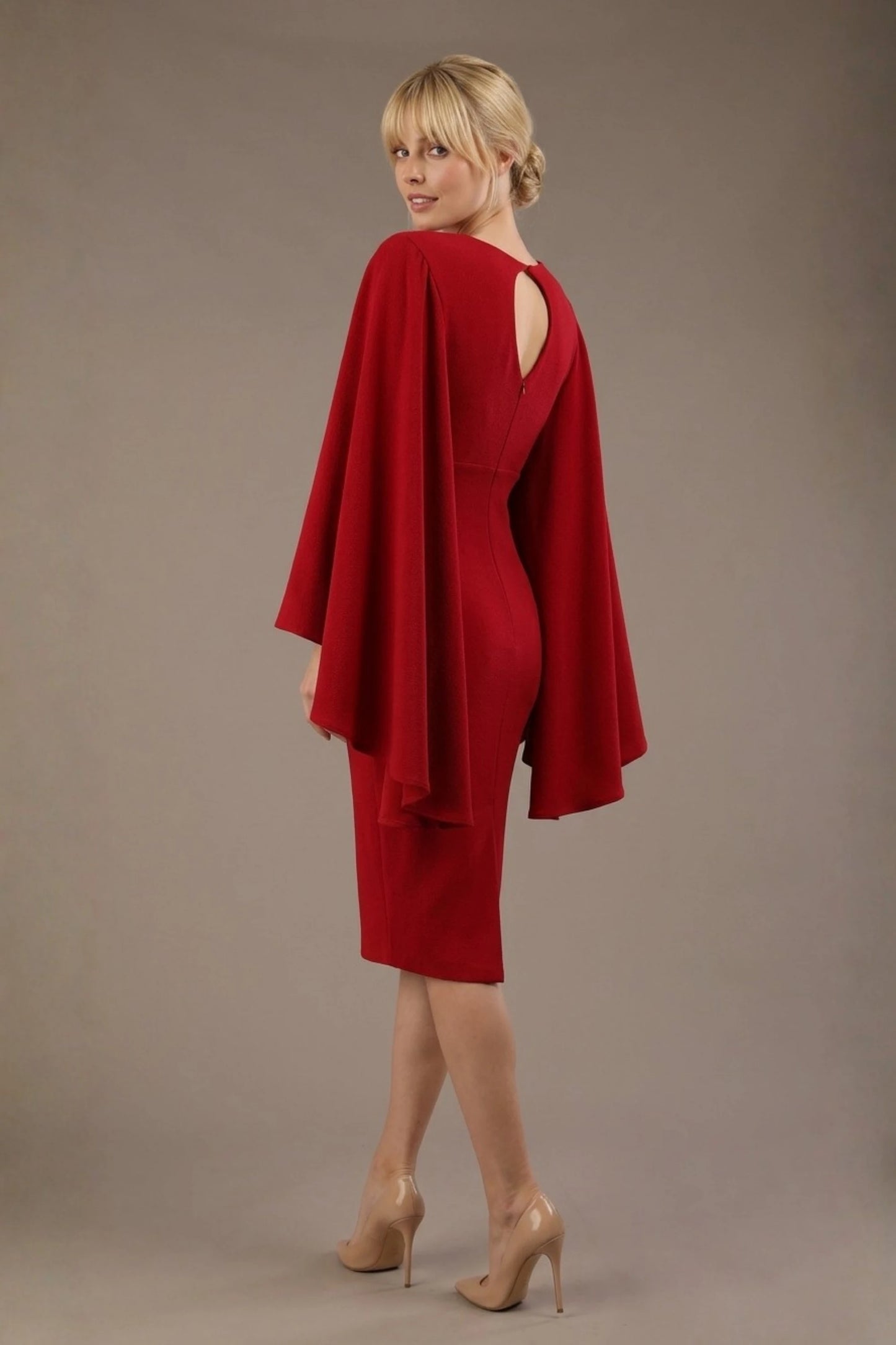 Federica Cape-Sleeve Pencil Dress