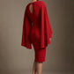 Federica Cape-Sleeve Pencil Dress