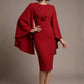Federica Cape-Sleeve Pencil Dress