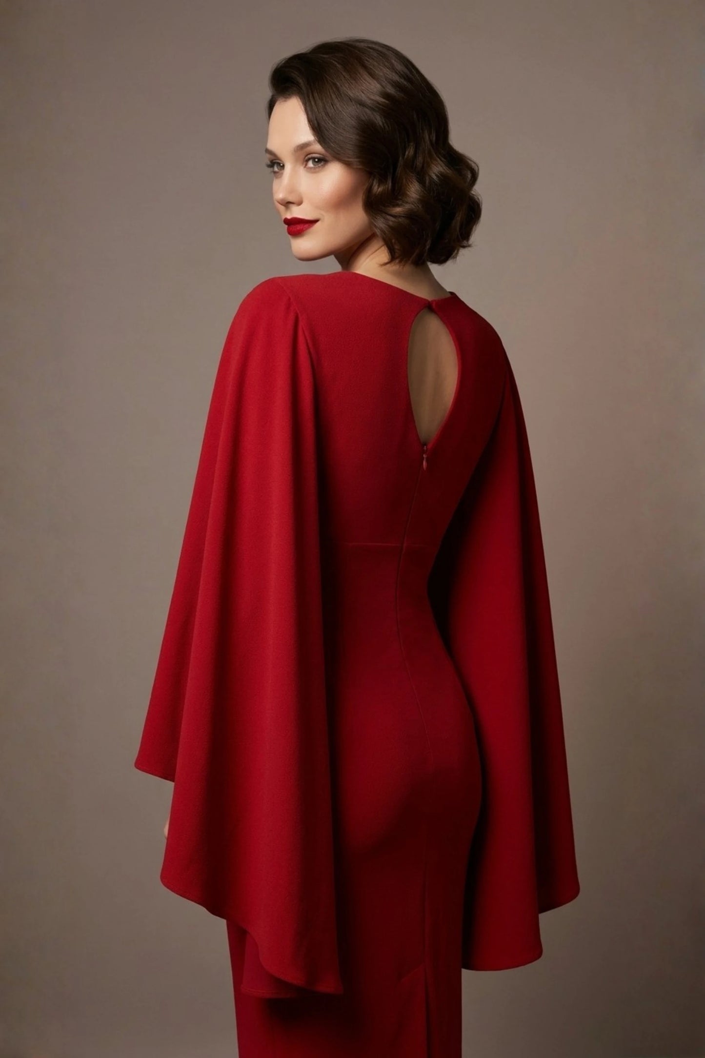 Federica Cape-Sleeve Pencil Dress