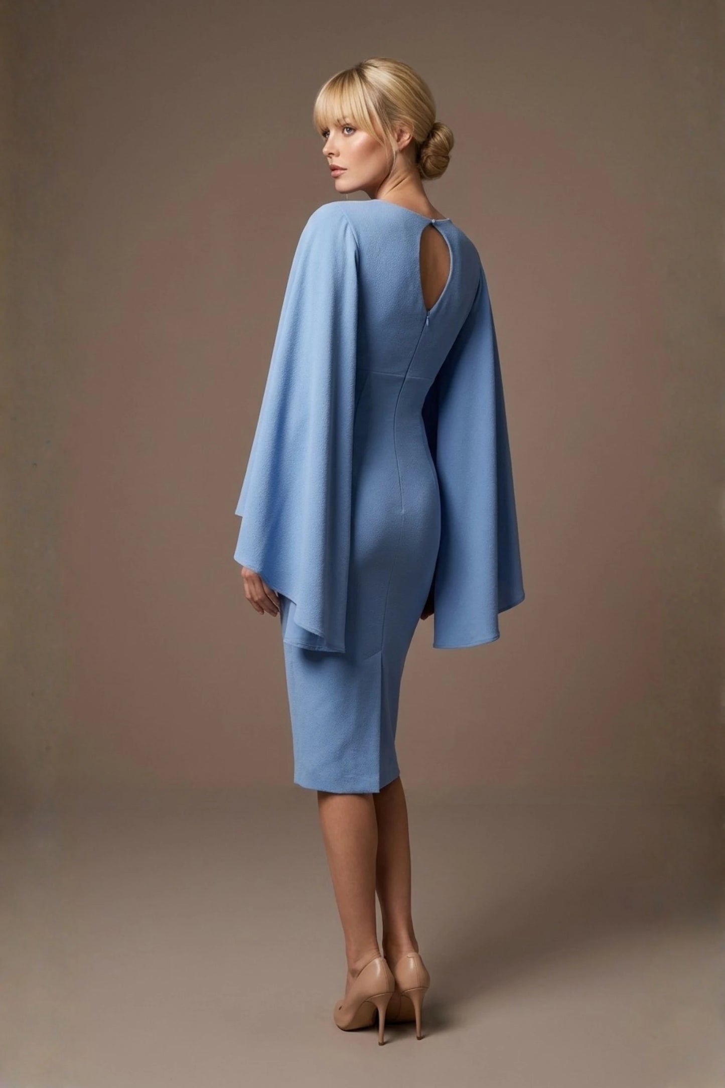 Federica Cape-Sleeve Pencil Dress