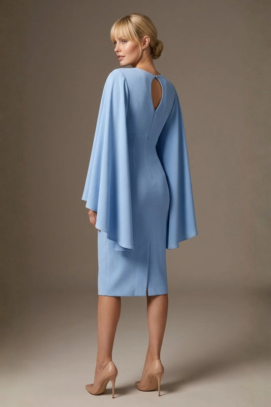 Federica Cape-Sleeve Pencil Dress