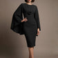Federica Cape-Sleeve Pencil Dress