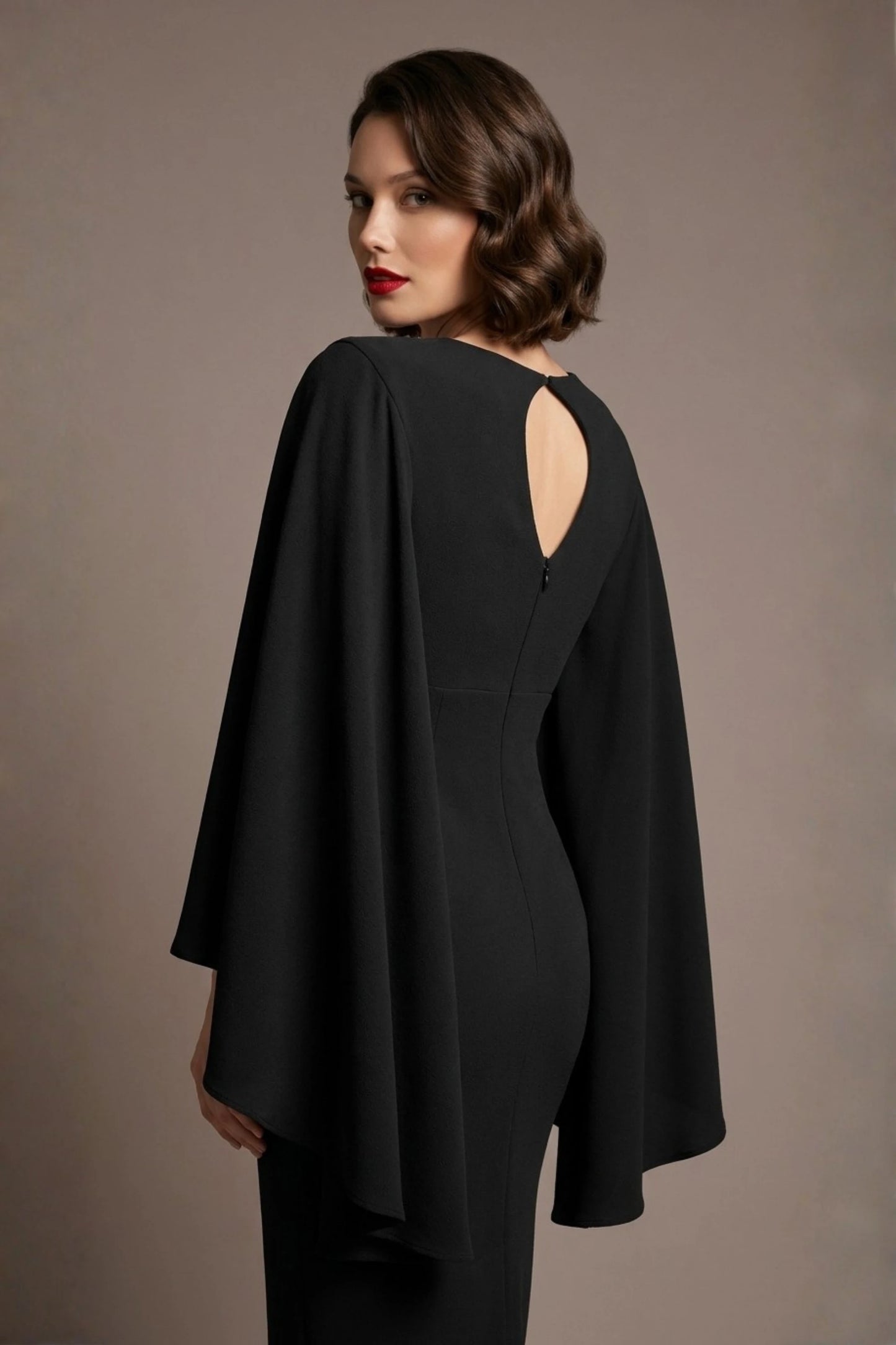 Federica Cape-Sleeve Pencil Dress