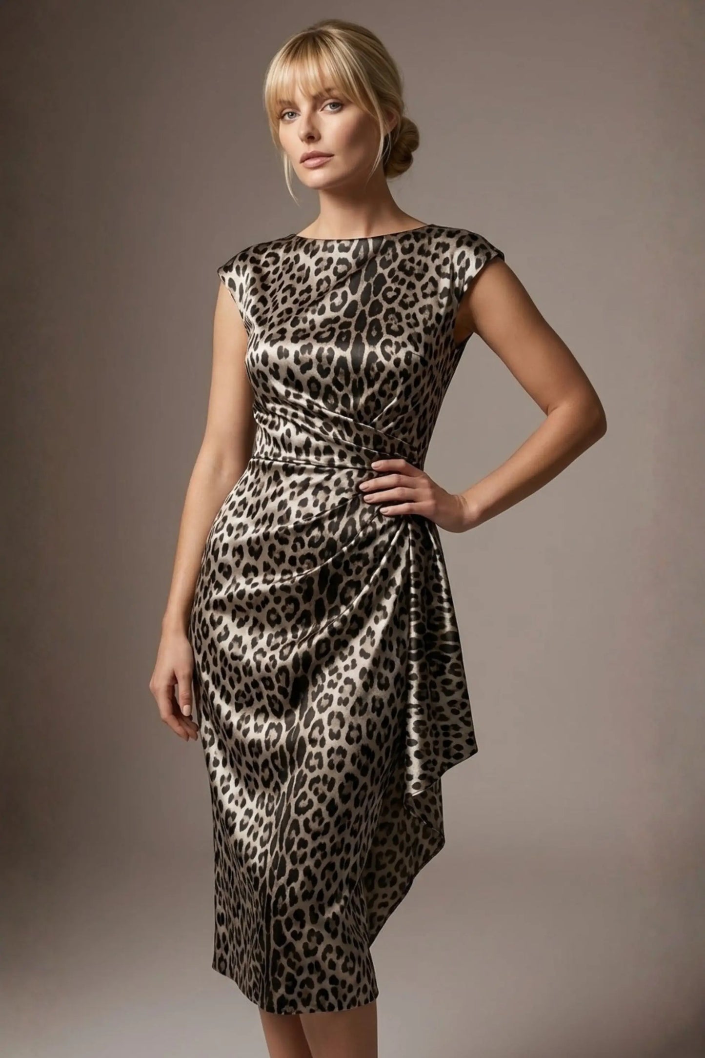 Thame Asymmetric Satin Cascade Dress