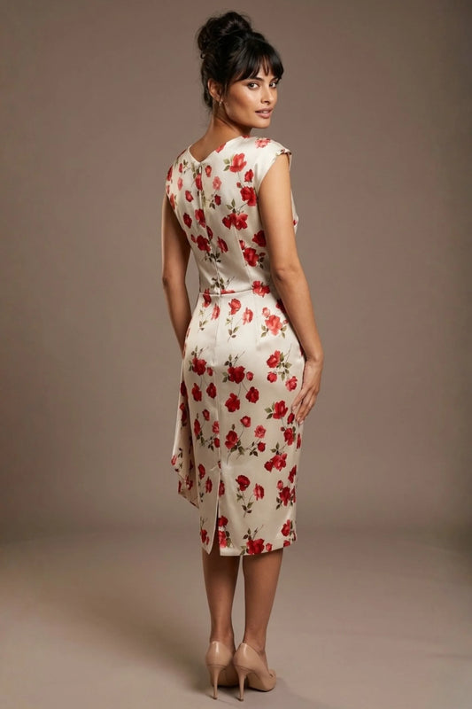 Thame Asymmetric Satin Cascade Dress