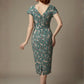 Woman wearing a diva catwalk Magritte Vintage Floral Cotton Pencil Dress, floral dress against a plain background (Vintage Floral Print)