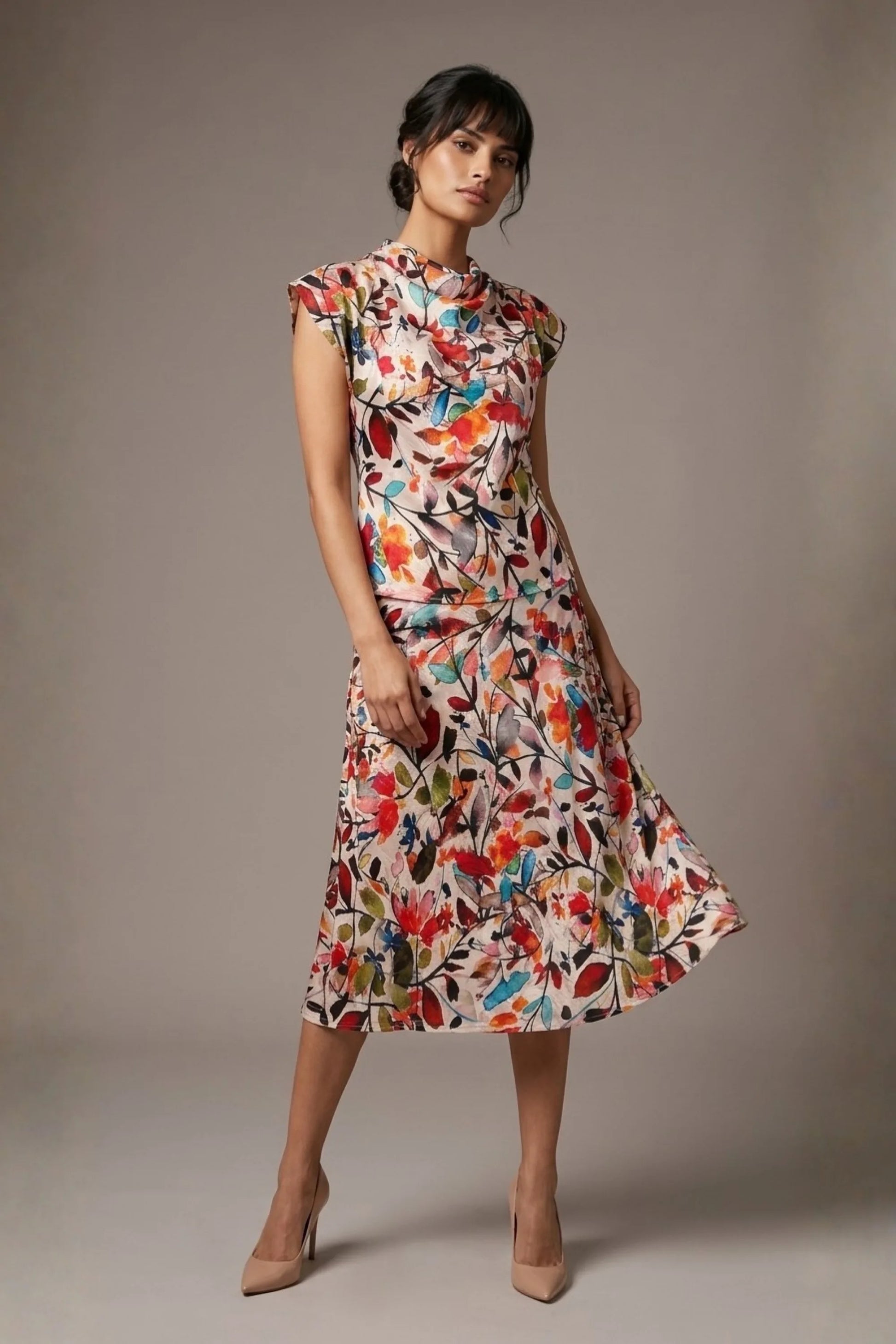 Arundel Cowl Neck & Swing Skirt Co-ord