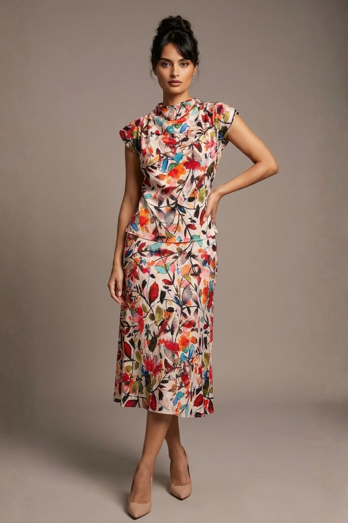 Arundel Cowl Neck & Swing Skirt Co-ord