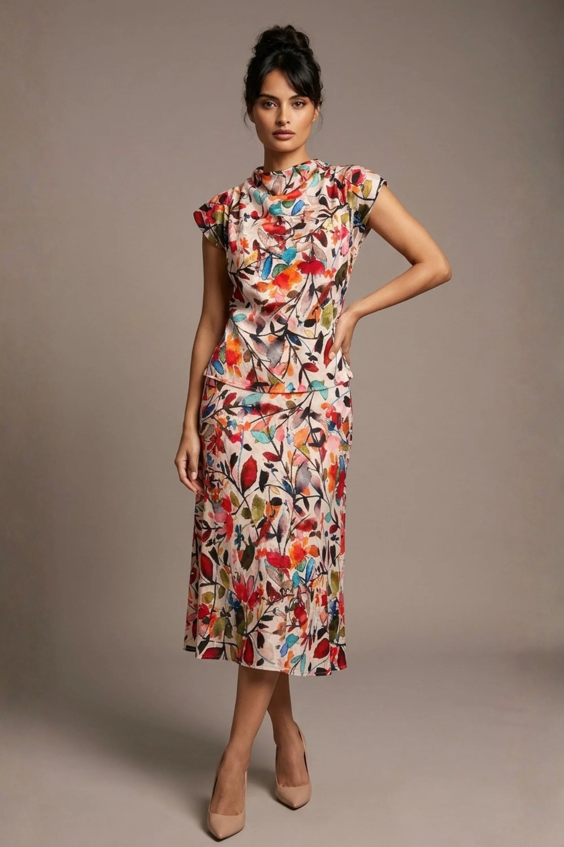 Arundel Cowl Neck & Swing Skirt Co-ord