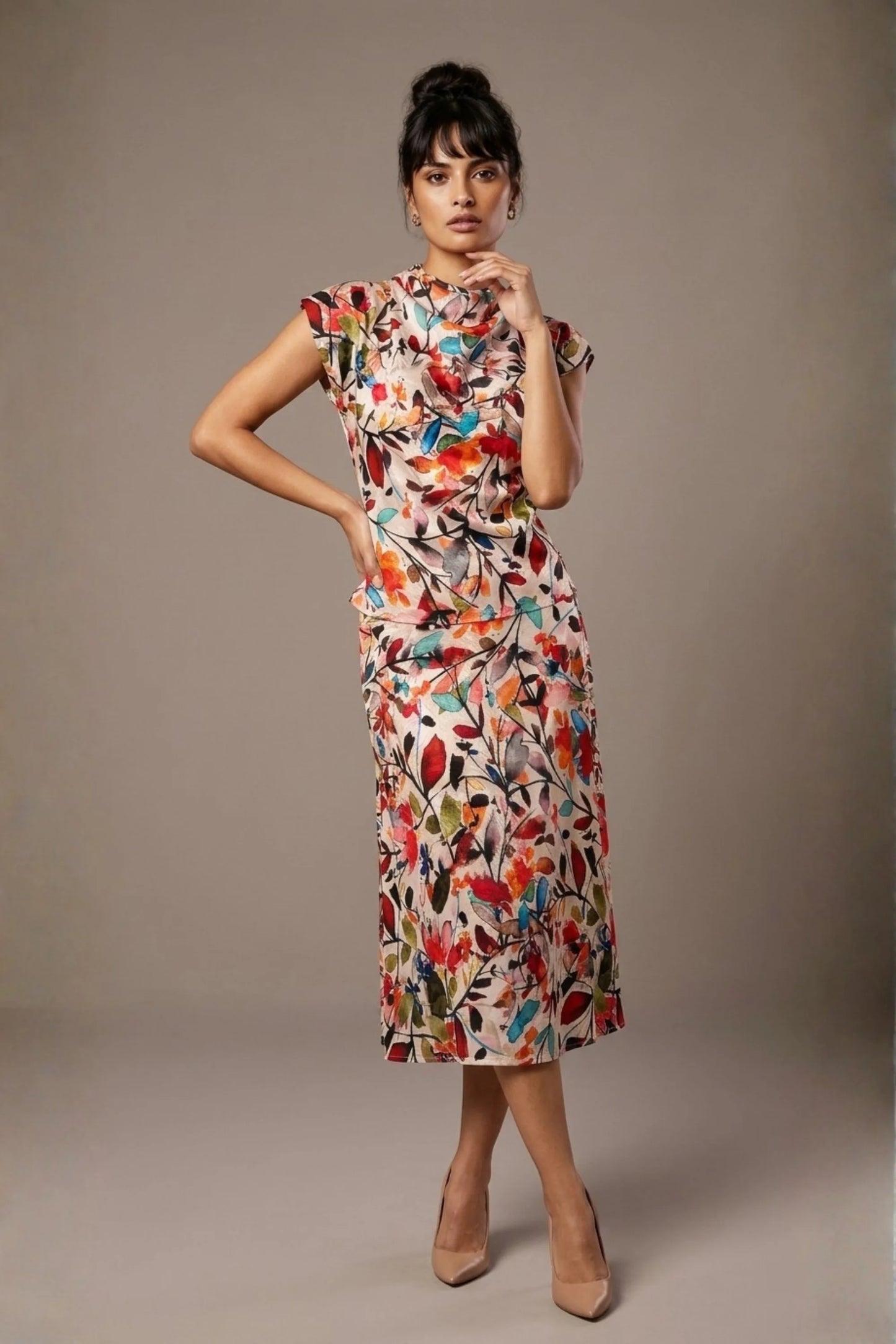 Arundel Cowl Neck & Swing Skirt Co-ord