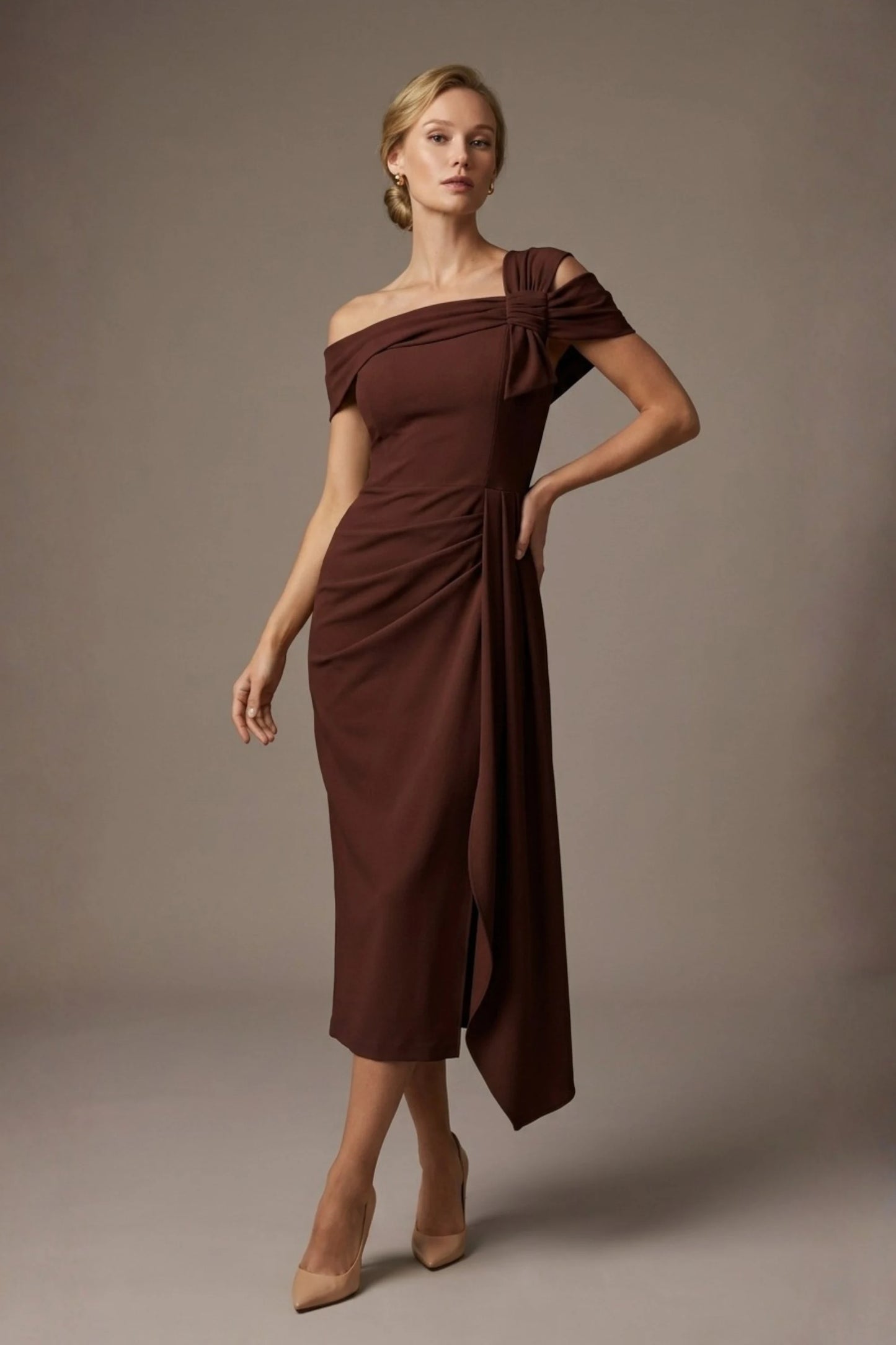 Olina Maxi Skirt - Vegas Off-The-Shoulder Drape Dress