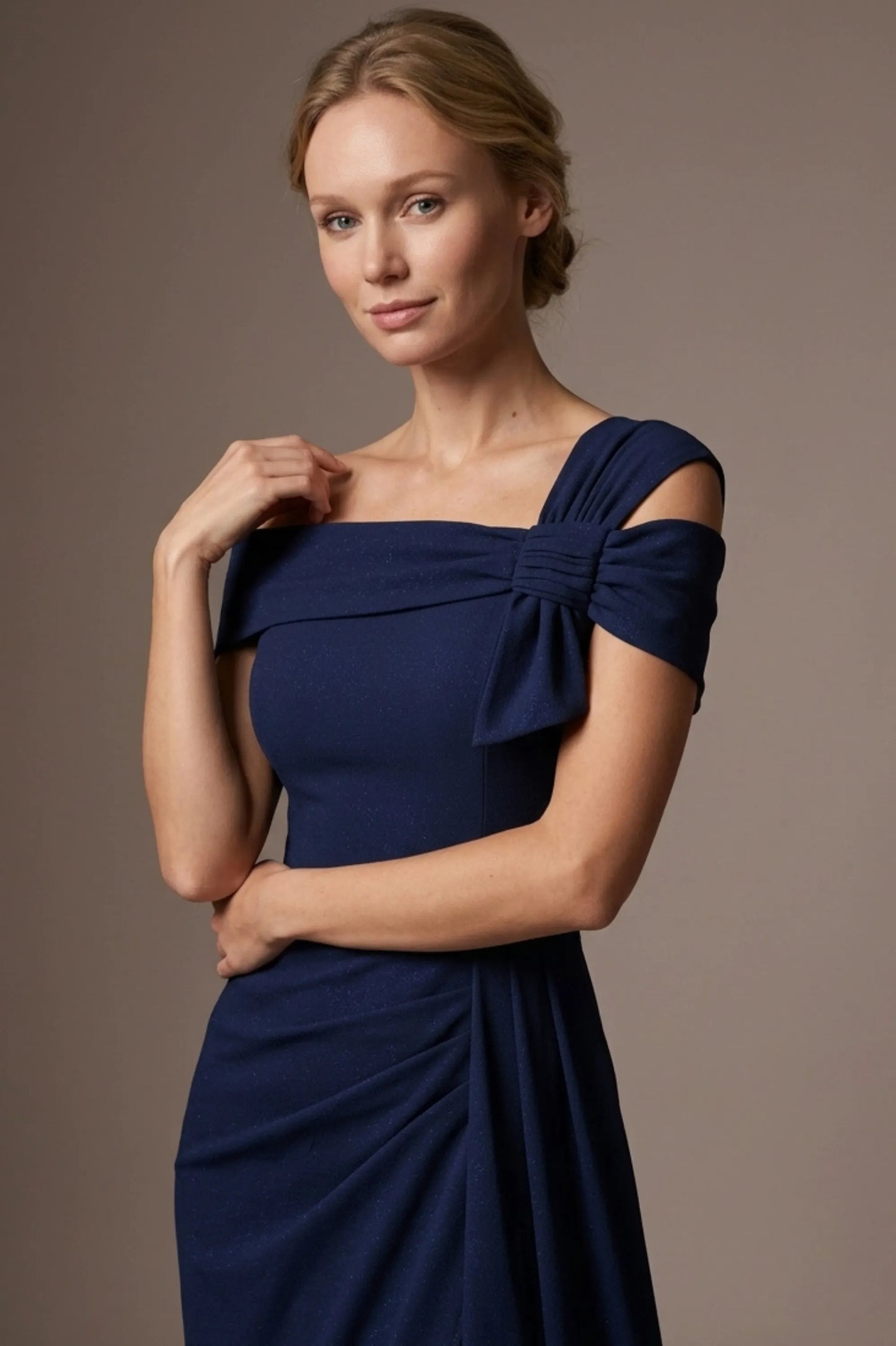 Olina Sculptural Off-The-Shoulder Drape Dress